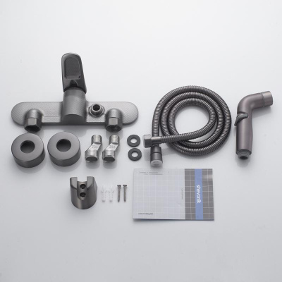 Гигиенический душ со смесителем Shevanik S4705T-1, оружейная сталь фото в интернет-магазине Русалия