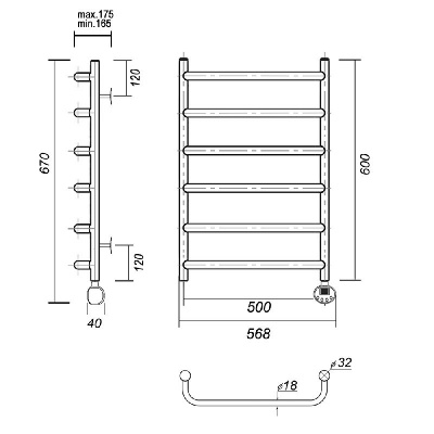 Электрический полотенцесушитель Стефано П6 500x600 ER, хром Domoterm фото в интернет-магазине Русалия