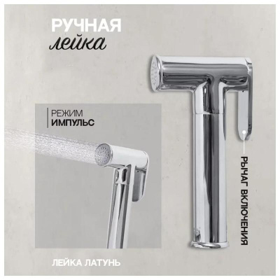 Гигиенический душ со смесителем встраиваемый Hansberge H3099C, хром фото в интернет-магазине Русалия