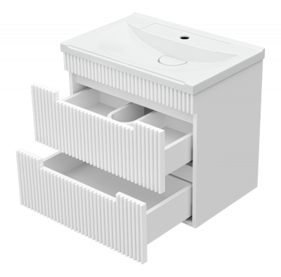 Тумба Ariana 60 подвесная (белая) с раковиной Misty EVVA 60 Brevita фото в интернет-магазине Русалия
