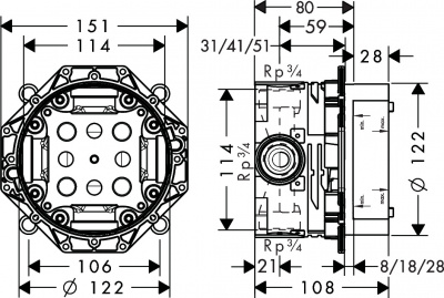 Монтажная коробка hansgrohe Ibox Universal 01800180 Hansgrohe фото в интернет-магазине Русалия