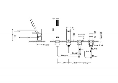 Смеситель на борт ванны на 4 отв. AQUATEK AQ1648CR ЛИБРА фото в интернет-магазине Русалия
