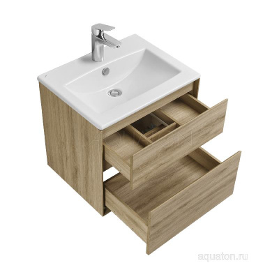 Тумба под раковину AQUATON Либерти 60 2 ящика, дуб эльвезия 1A279401LYC70 фото в интернет-магазине Русалия
