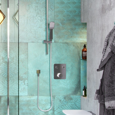 Смеситель термостатический для ванны и душа скрытого монтажа EXCELLENT Krotos AREX.8045CR (хром) фото в интернет-магазине Русалия