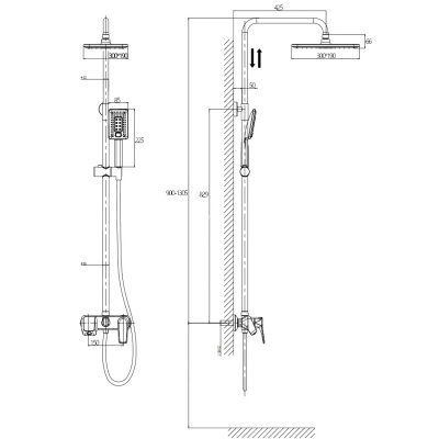Душевая система RUSH Nevis (NE1735-40Black) фото в интернет-магазине Русалия