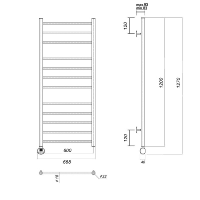 Электрический полотенцесушитель Медея П12 (3-4-5) 600x1200 EL, хром Domoterm фото в интернет-магазине Русалия