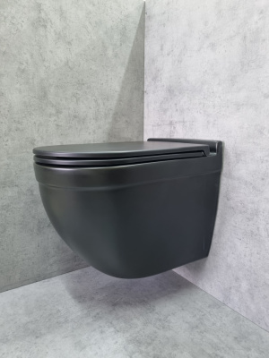 Унитаз подвесной CeramaLux 2198MB черно-матовый фото в интернет-магазине Русалия