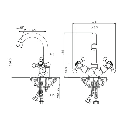 Смеситель OLIVE'S для раковины с поворотным изливом GIRONA (01110GR) фото в интернет-магазине Русалия