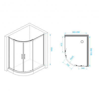 Душевой уголок 90х100 асимметричный PA-61 RGW фото в интернет-магазине Русалия