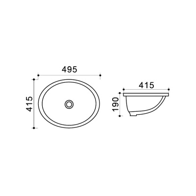 Раковина встраиваемая снизу овальная AZ-908-20 Azario фото в интернет-магазине Русалия
