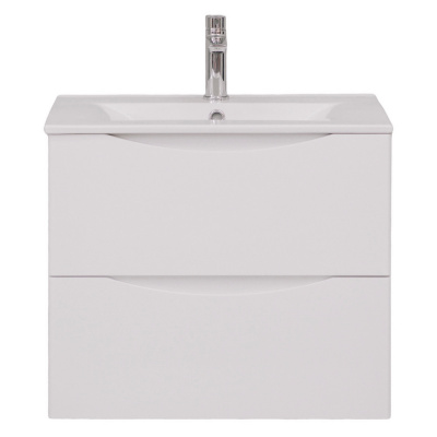 Тумба с раковиной подвесная 60см белая глянцевая BOND Cube T01600-S05W фото в интернет-магазине Русалия