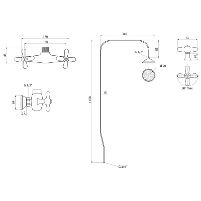 Душевая система Славен без излива Прораб  О (СЛ-ДВ-О42) фото в интернет-магазине Русалия