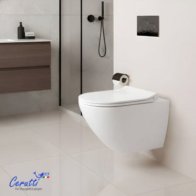 Унитаз подвесной Ceruttispa AMICI Aria Tornado CT11388 безободковый (490х335х340) фото в интернет-магазине Русалия