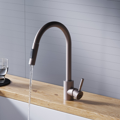 D3007511 Logic Кухонный смеситель  с вытягивающимся изливом, сатин фото в интернет-магазине Русалия