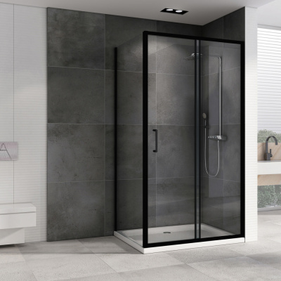 Душевой уголок ABBER Schwarzer Diamant AG30140B5-S70B5 70х140 прямоугольный, профиль черный, прозрачное стекло фото в интернет-магазине Русалия