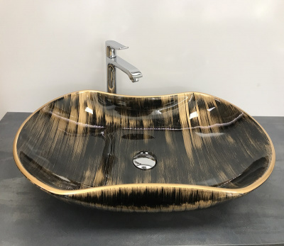 Раковина накладная овальная под черненую бронзу MNC 7097 CeramaLux фото в интернет-магазине Русалия