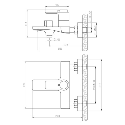 Смеситель термостатический Rossinka для ванны (RS50-31) фото в интернет-магазине Русалия