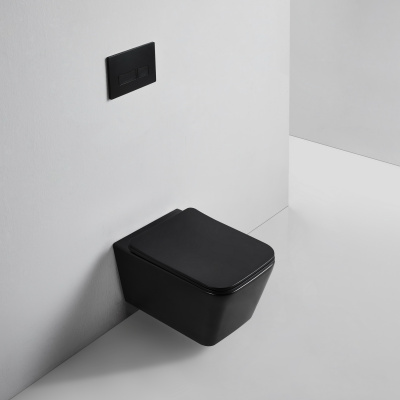 BOND F04-108 Унитаз подвесной безободковый черный с сиденьем с микролифтом фото в интернет-магазине Русалия