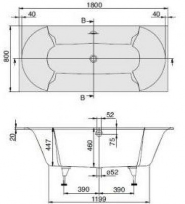 Квариловая ванна 180х80 Pavia UBQ180PAV2V-01 Villeroy Boch фото в интернет-магазине Русалия