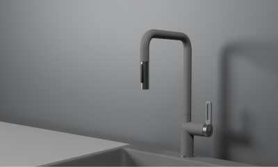 Смеситель для кухни GRANULA с выдвижным изливом (8173, АЛЮМИНИУМ) фото в интернет-магазине Русалия