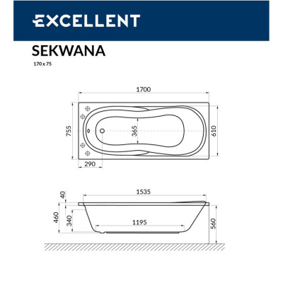 Гидромассажная ванна EXCELLENT Sekwana 170x75 "SOFT" (бронза) WAEX.SEK17.SOFT.BR фото в интернет-магазине Русалия