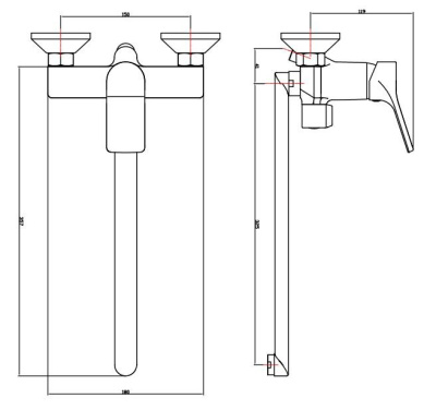 Смеситель для ванны и душа ESKO EIGER (EG 31) фото в интернет-магазине Русалия