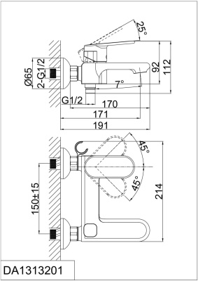 Смеситель для ванны DK Rhein Speyer (DA1313201) фото в интернет-магазине Русалия