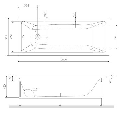 W93A-180-080W-R Gem  каркас для ванны 180х80 см фото в интернет-магазине Русалия