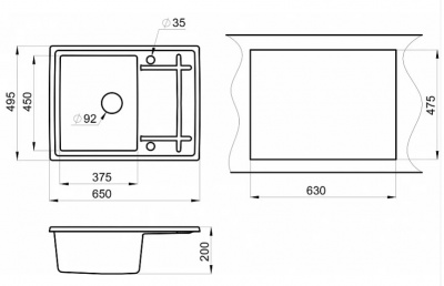 Кухонная мойка GRANULA (6501, АЛЮМИНИУМ) фото в интернет-магазине Русалия