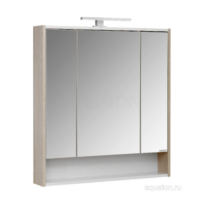 Зеркальный шкаф AQUATON Рико 80 белый, ясень фабрик 1A215302RIB90 фото в интернет-магазине Русалия