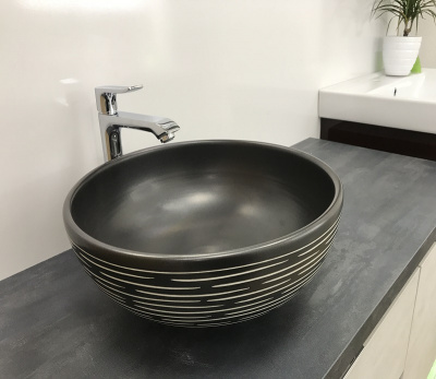 Раковина накладная круглая черная MNC J2072 CeramaLux фото в интернет-магазине Русалия