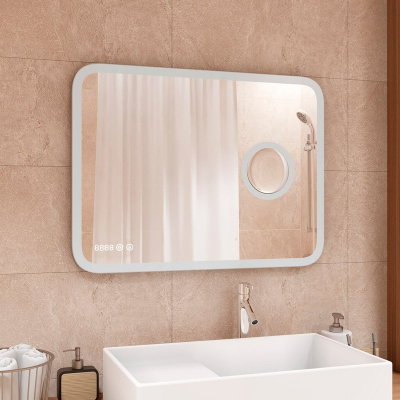 Зеркало с подсветкой Bliss 900х700 линза, часы ЗЛП767 Continent фото в интернет-магазине Русалия