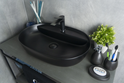 Раковина накладная овальная черная матовая Bm1346 GID фото в интернет-магазине Русалия