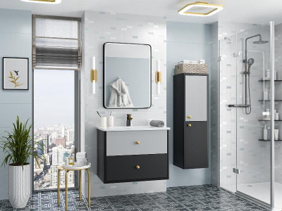 Тумба Кристиан 80 подвесная с раковиной Dreja Euphoria 80 Brevita фото в интернет-магазине Русалия