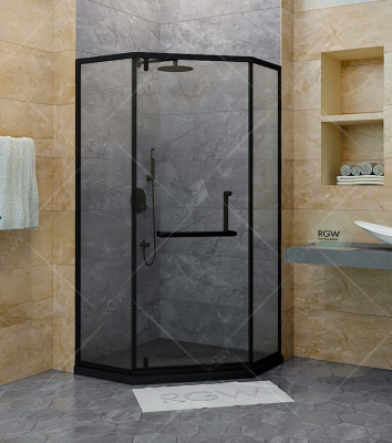 Душевой уголок трапеция 90х90 HO-084B черный профиль RGW фото в интернет-магазине Русалия