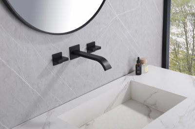 Смеситель ABBER Wasserfall AF8612B для раковины скрытого монтажа, черный матовый фото в интернет-магазине Русалия