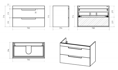 Тумба Ariana 80 подвесная (капучино) с раковиной Misty EVVA 80 Brevita фото в интернет-магазине Русалия