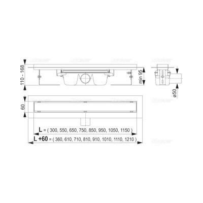 Водоотводящий желоб APZ6-1050 Professional AlcaPlast фото в интернет-магазине Русалия
