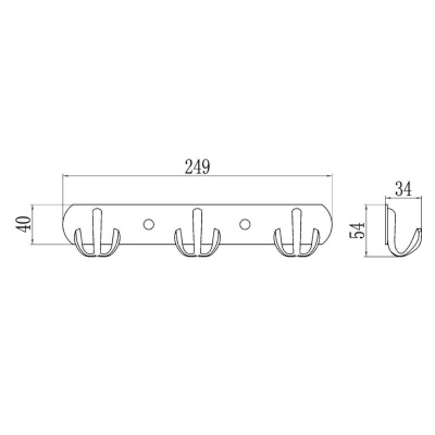 Планка с крючками Savol S-002253, хром фото в интернет-магазине Русалия