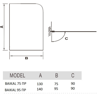 Шторка для ванны распашная BAIKAL 85 ПР River фото в интернет-магазине Русалия