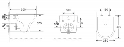 Унитаз подвесной безободковый Porta AZ-0064 с сиденьем микролифт Azario фото в интернет-магазине Русалия