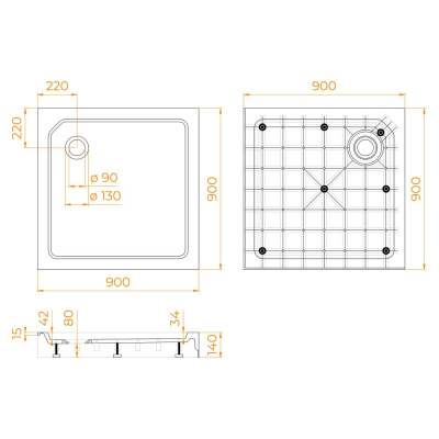 Душевой поддон RGW SMC-C-088W 800x800 фото в интернет-магазине Русалия