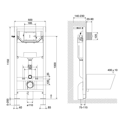 Система инсталляции Lemark PENEDA EXPERT для подвесных унитазов,  механическая, без кнопки смыва (9812002) фото в интернет-магазине Русалия