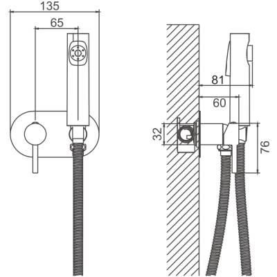 Смеситель BELZ с гигиенической лейкой хром (B55807) фото в интернет-магазине Русалия