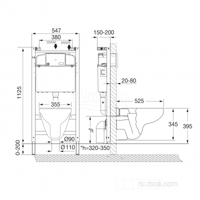 Комплект Victoria 893105010 унитаз Rimless + инсталляция + Slim сиденье дюропласт, без панели смыва Roca фото в интернет-магазине Русалия