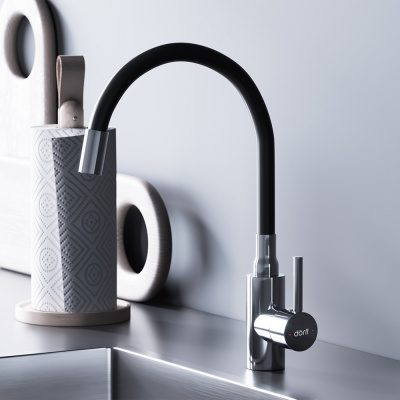 D3007622 Logic кухонный смеситель с гибким изливом, черный фото в интернет-магазине Русалия