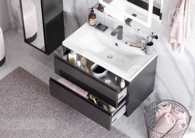 Тумба под раковину AQUATON Римини 80 черный глянец 1A226701RN950 NEW фото в интернет-магазине Русалия