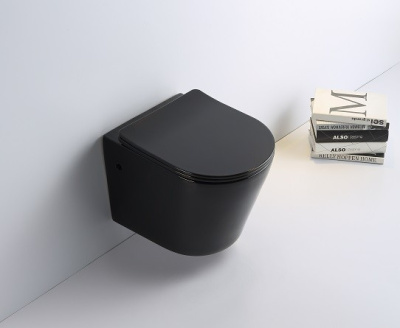 Унитаз подвесной CeramaLux B2330B черно-глянцевый фото в интернет-магазине Русалия