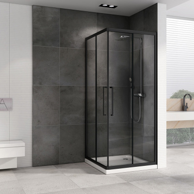 Душевой уголок ABBER Schwarzer Diamant AG02080BH 80х80 квадрат, профиль черный, прозрачное стекло фото в интернет-магазине Русалия