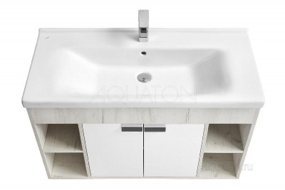 Тумба под раковину AQUATON Флай 100 белый, дуб крафт 1A237501FAX10 фото в интернет-магазине Русалия